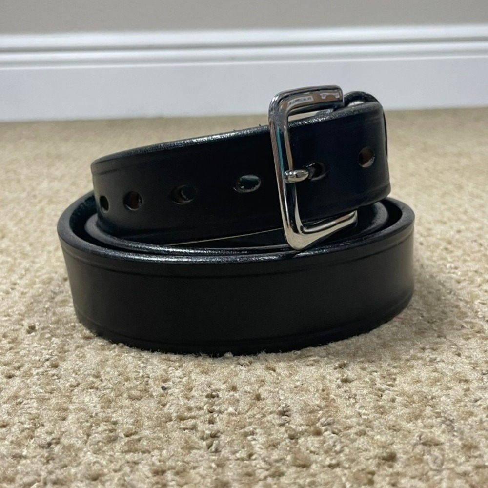 Bullhide Belts Leather Belt Mens 44 Black Solid Rugged Workwear Made in USA